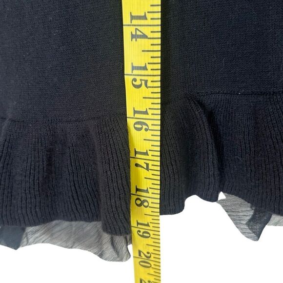 American Eagle Black Open Cardigan Sweater Ruffle @ Sleeve Size Small Petite - Picture 5 of 8